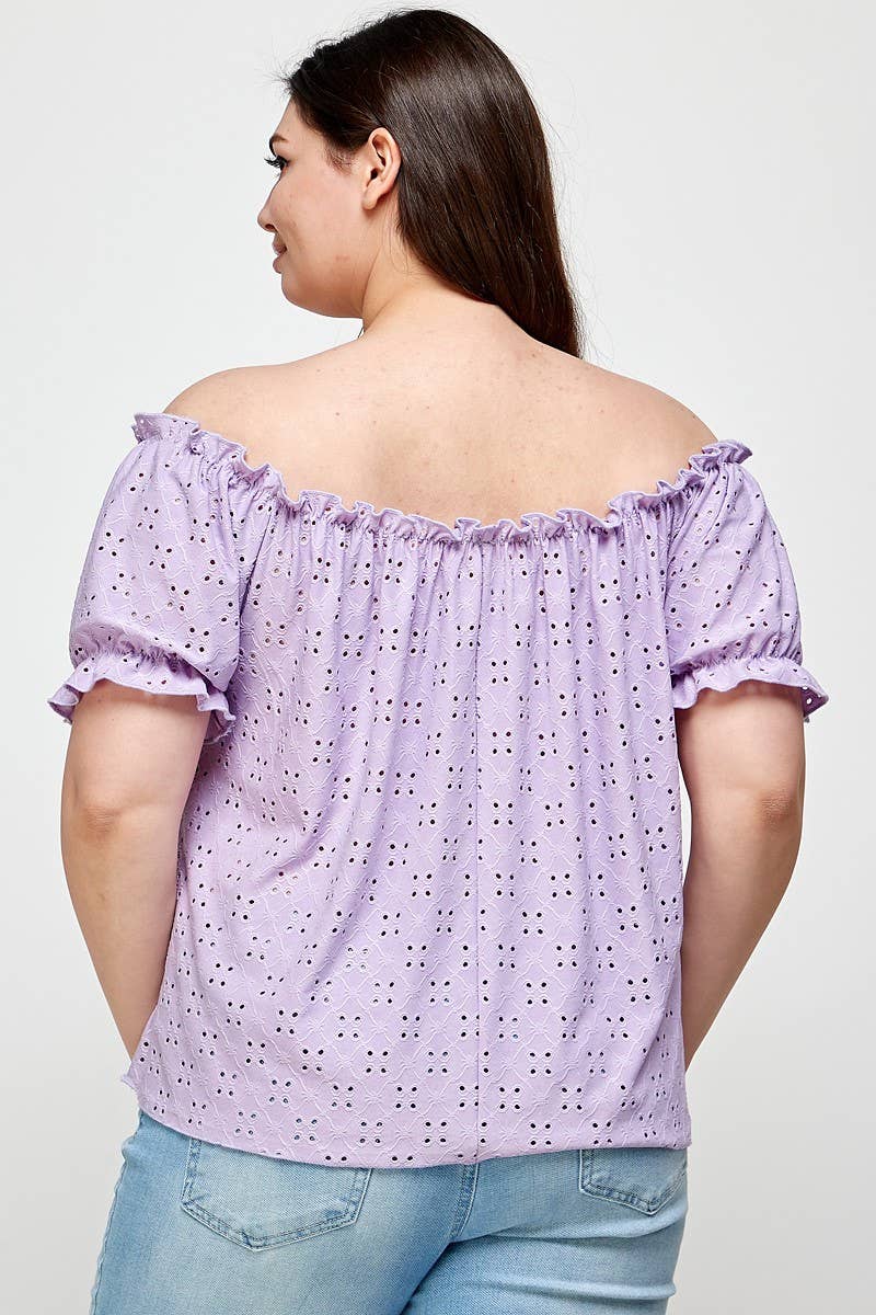 Textured Eyelet Knit Ruffled Top - WG17125-2T
