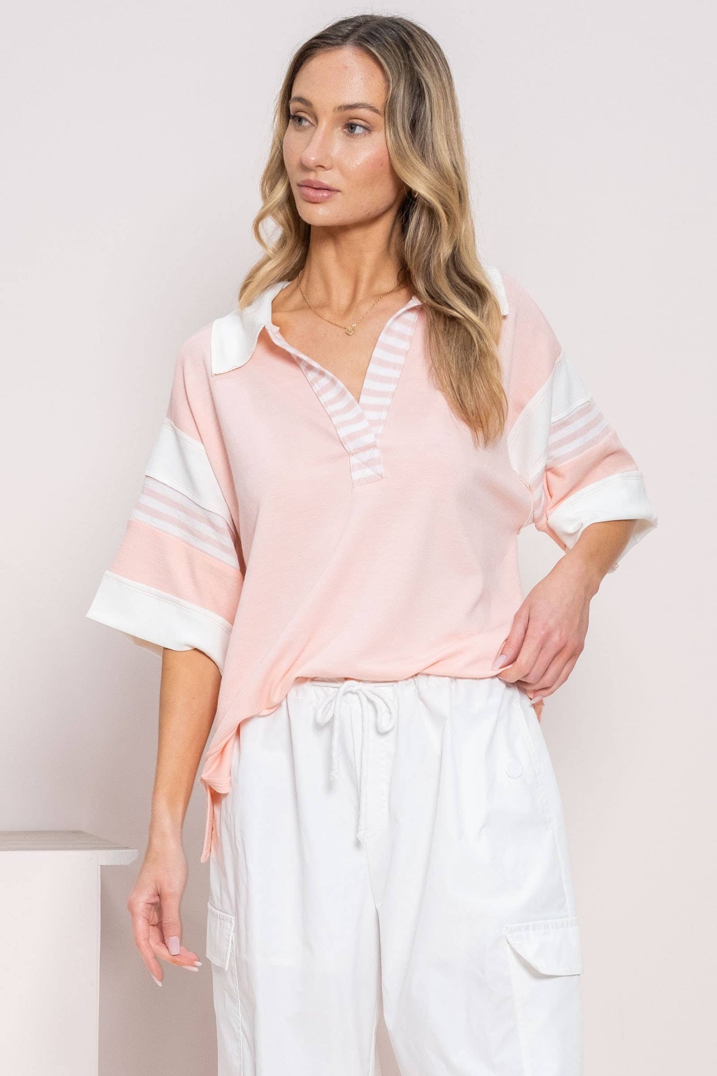 Plus sporty and casual polo shirt with contrast-PST11203