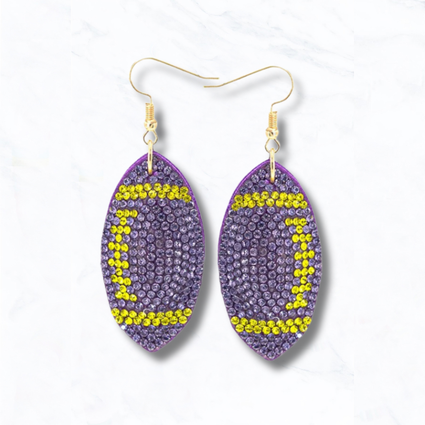 Suede Crystal Football Earrings