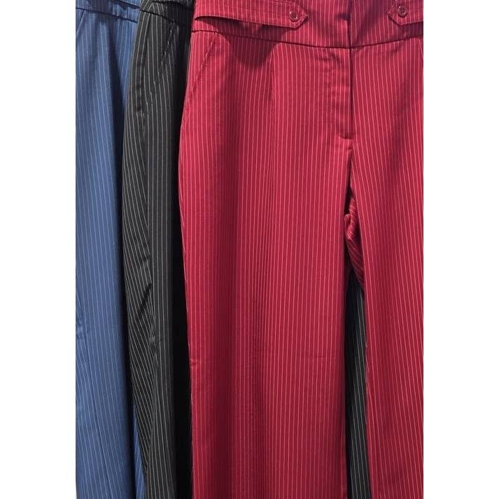 PLUS SIZE PIN STRIPE WIDE FLARE LEG TROUSER PANTS