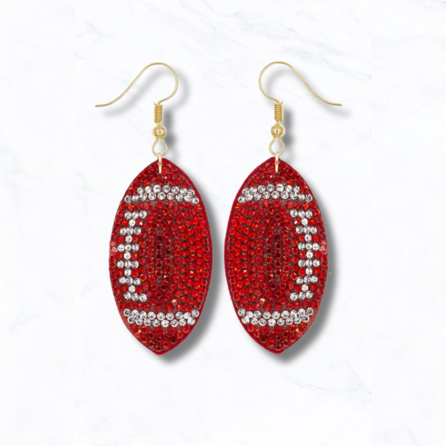 Suede Crystal Football Earrings