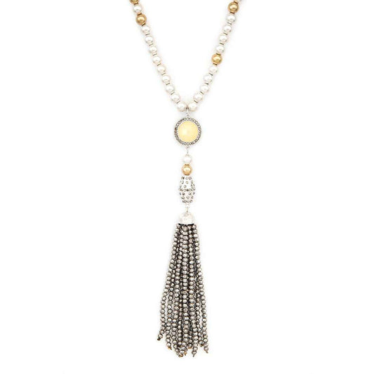 Beaded Tassel Long Necklace