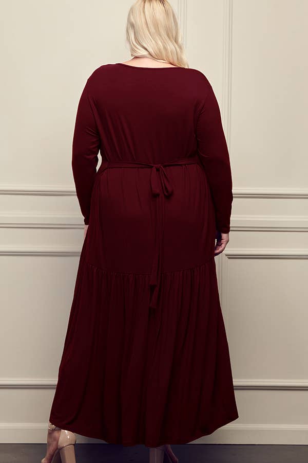 Plus Size V-Neck Long Sleeve Tail Holiday Dress