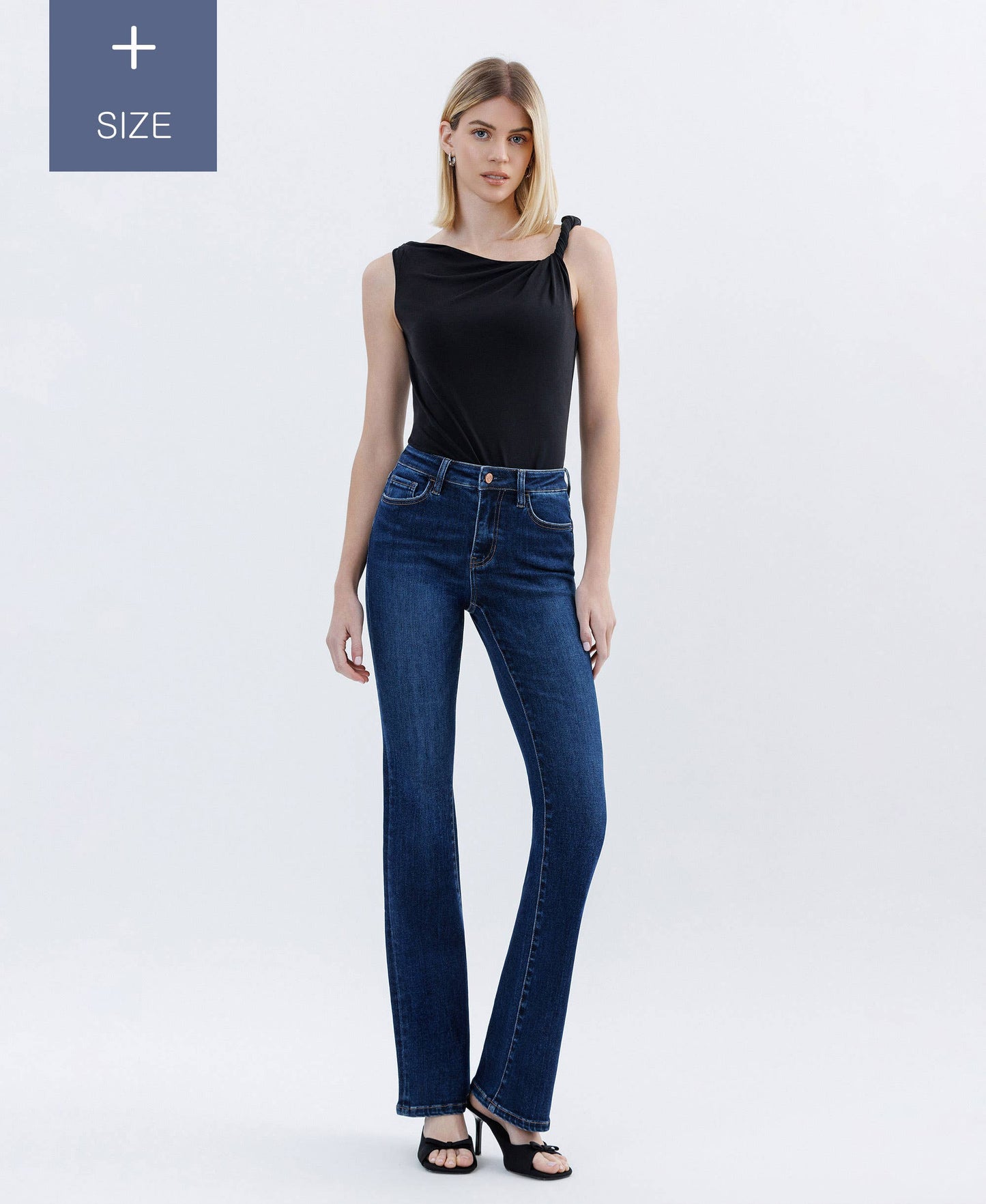 PLUS SIZE TUMMY CONTROL HIGH RISE BOOTCUT JEANS LV1599-P