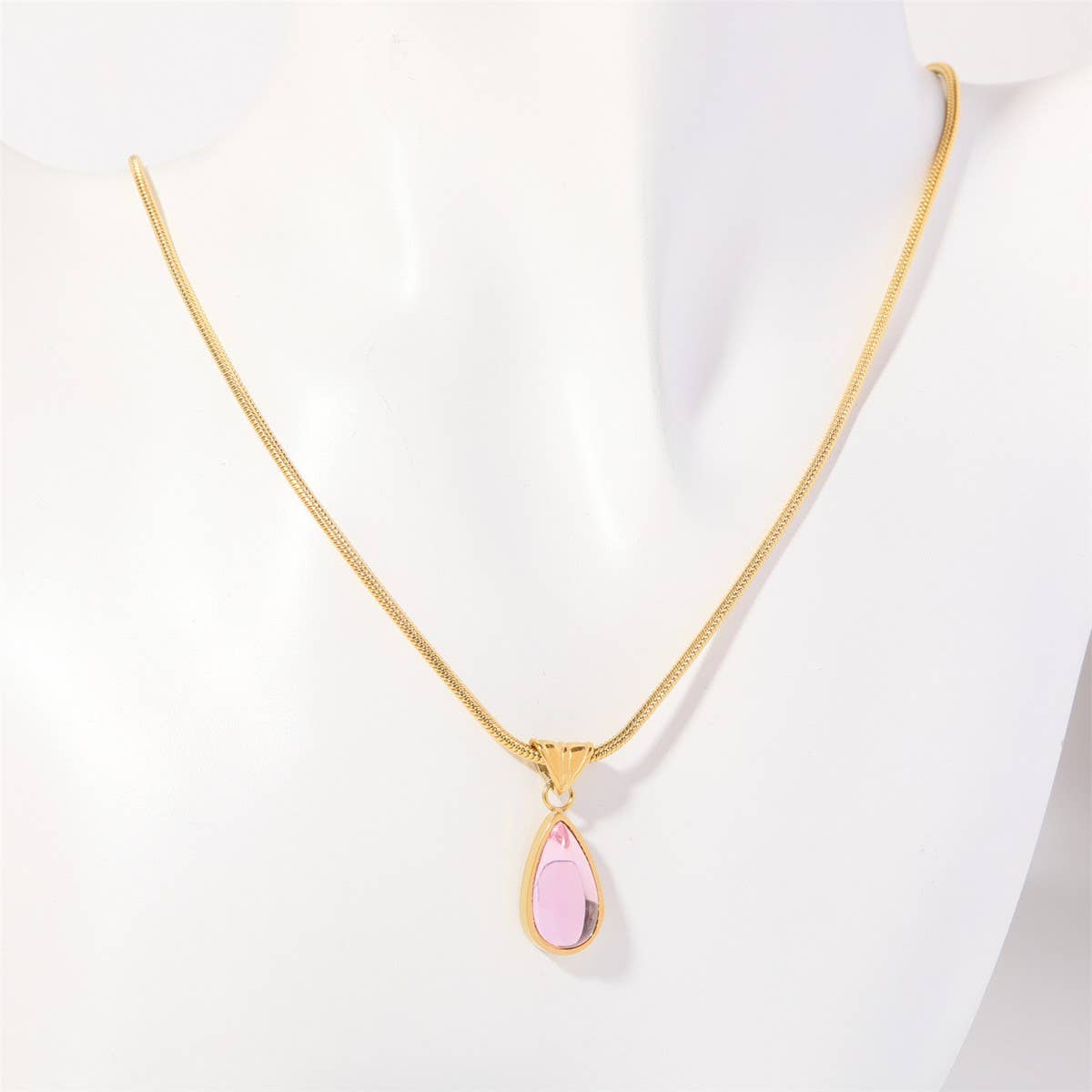 Fashionable water drop blue ocean necklace_CWMM5582