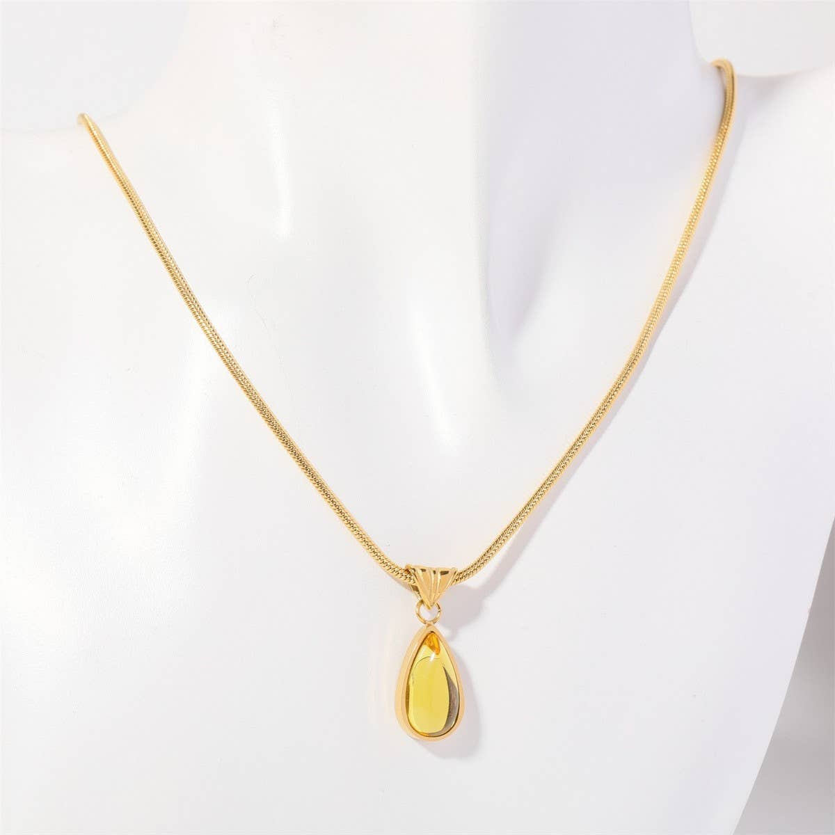 Fashionable water drop blue ocean necklace_CWMM5582