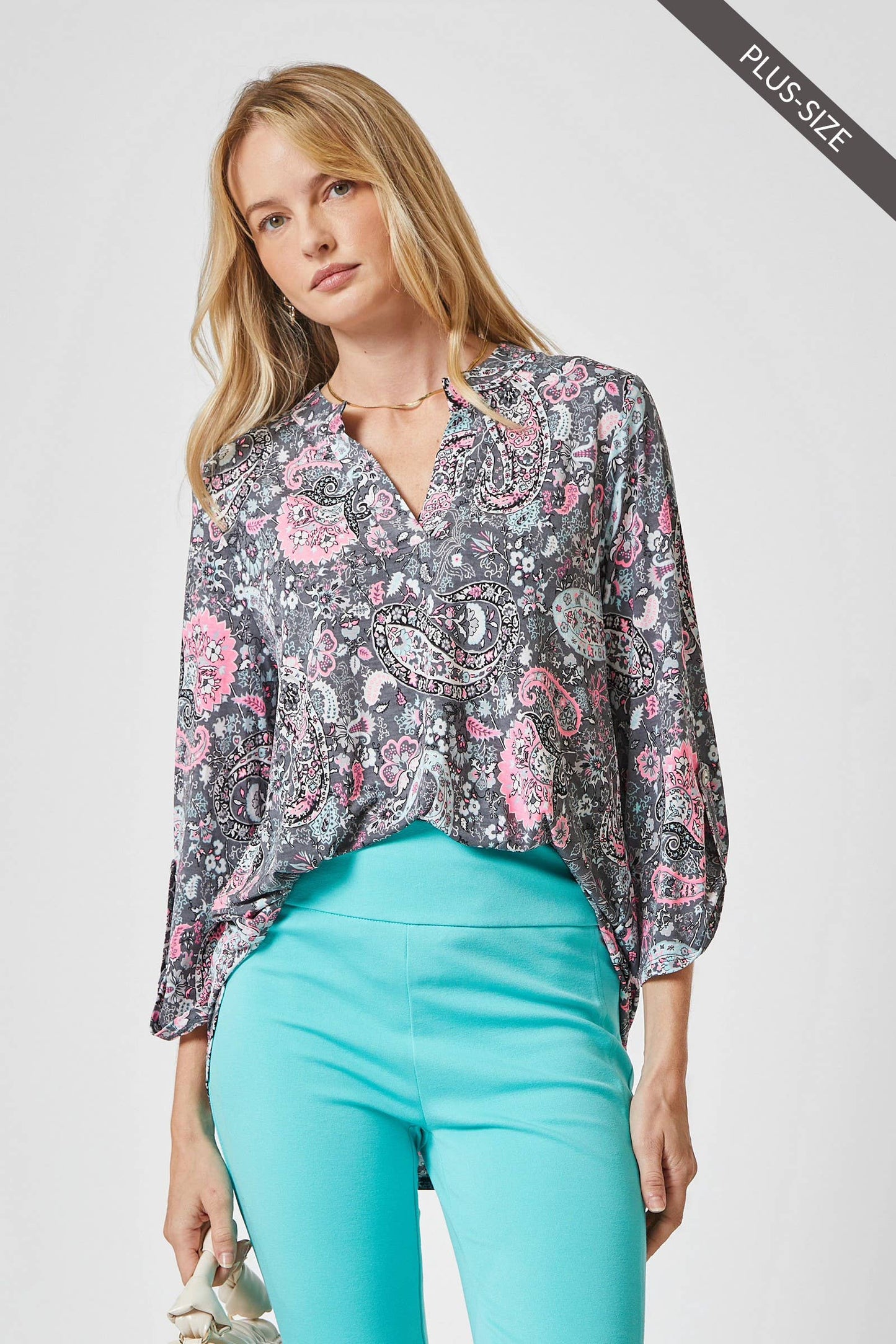 PLUS SIZE 3/4 Sleeve LIZZY MEDALLION Wrinkle Free Blouse