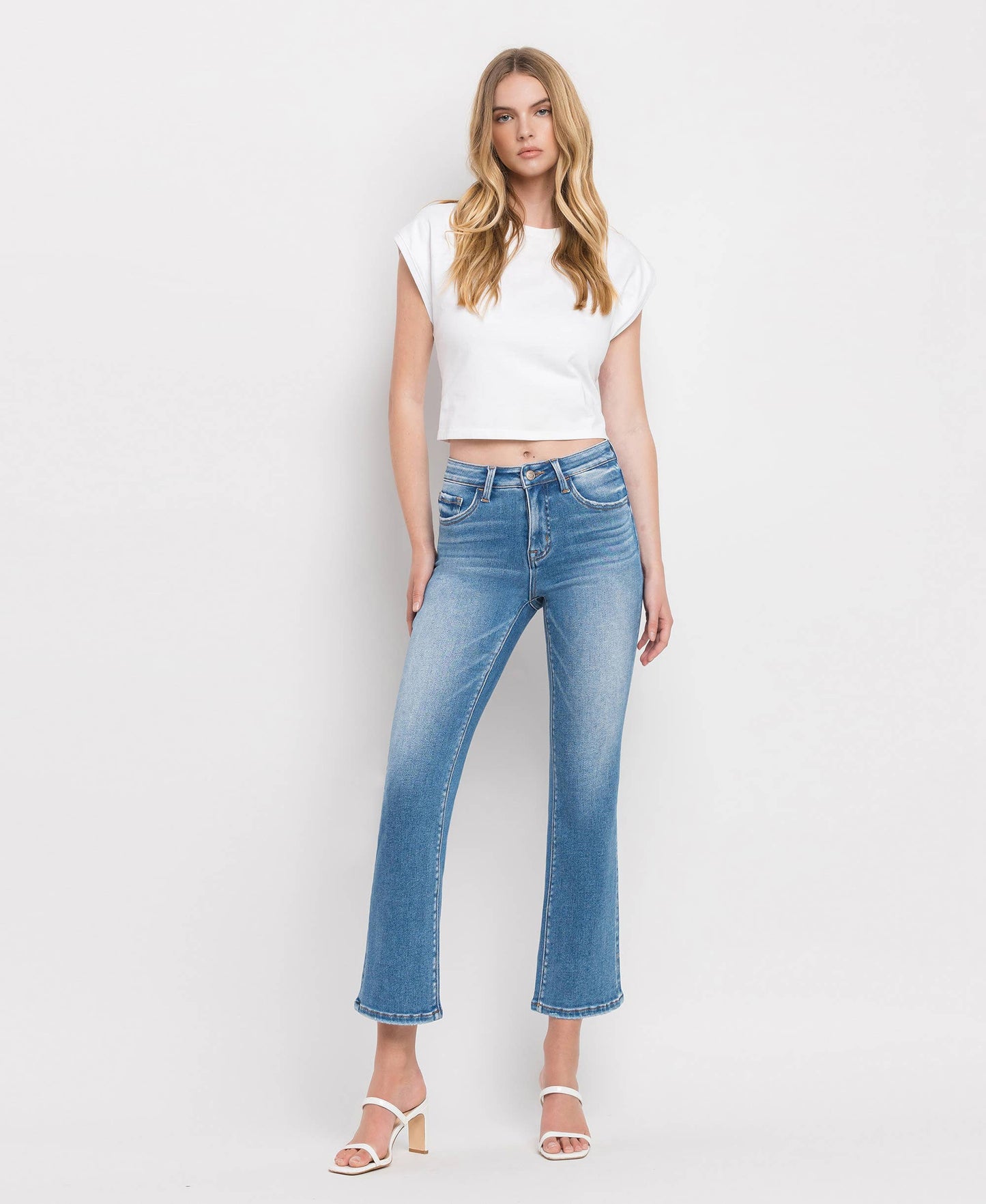 TUMMY CONTROL MID RISE CROP FLARE JEANS LV1357