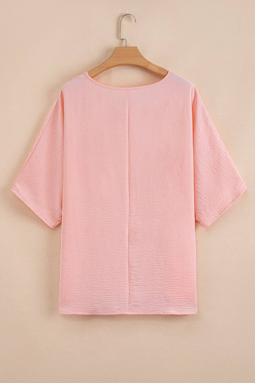 Plus Size Textured Short Sleeve V-Neck Shirt