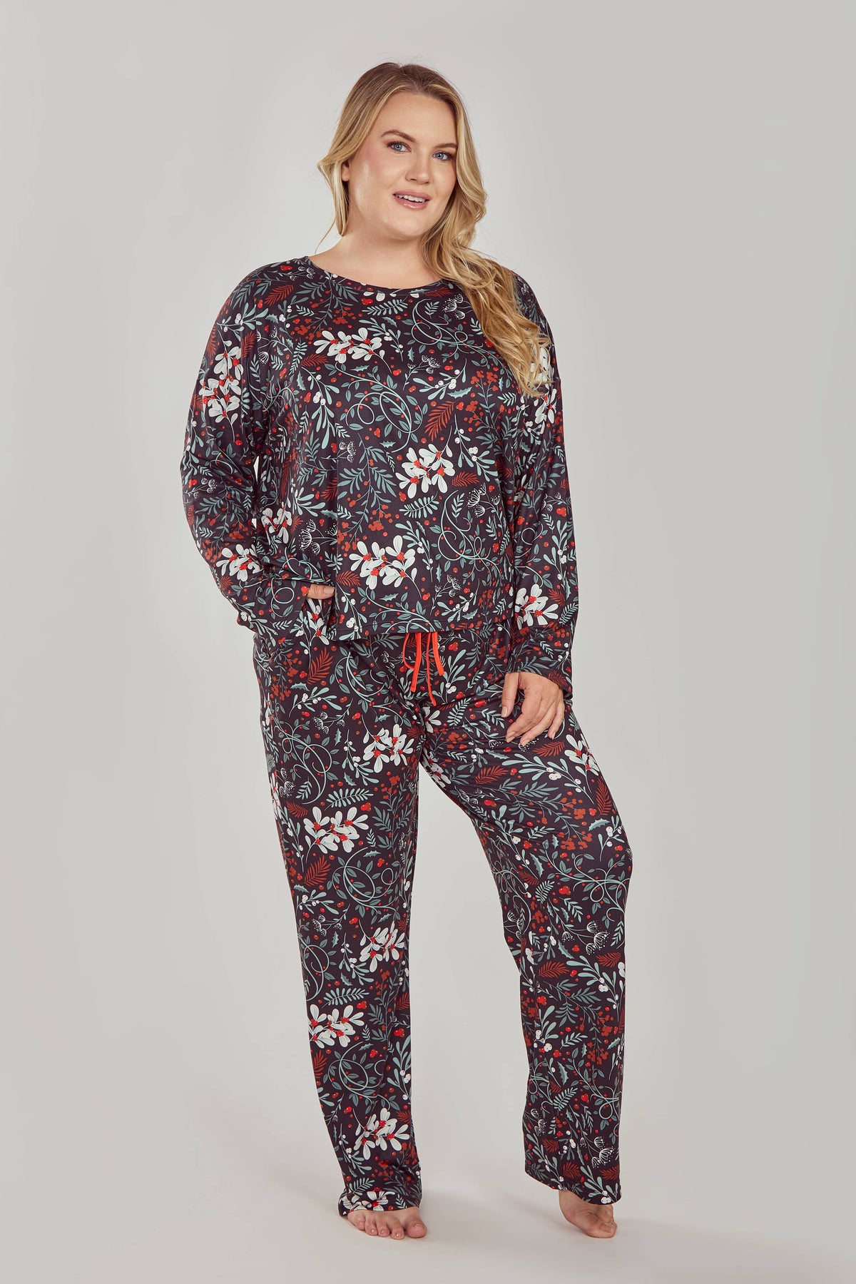 Holly Plus Size Soft Floral Sleep-Lounge Pant Set