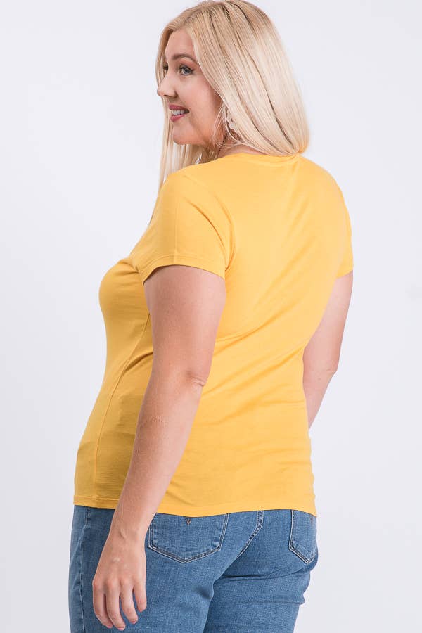 Plus Size Round Neck Basic Solid Tee Cotton Top