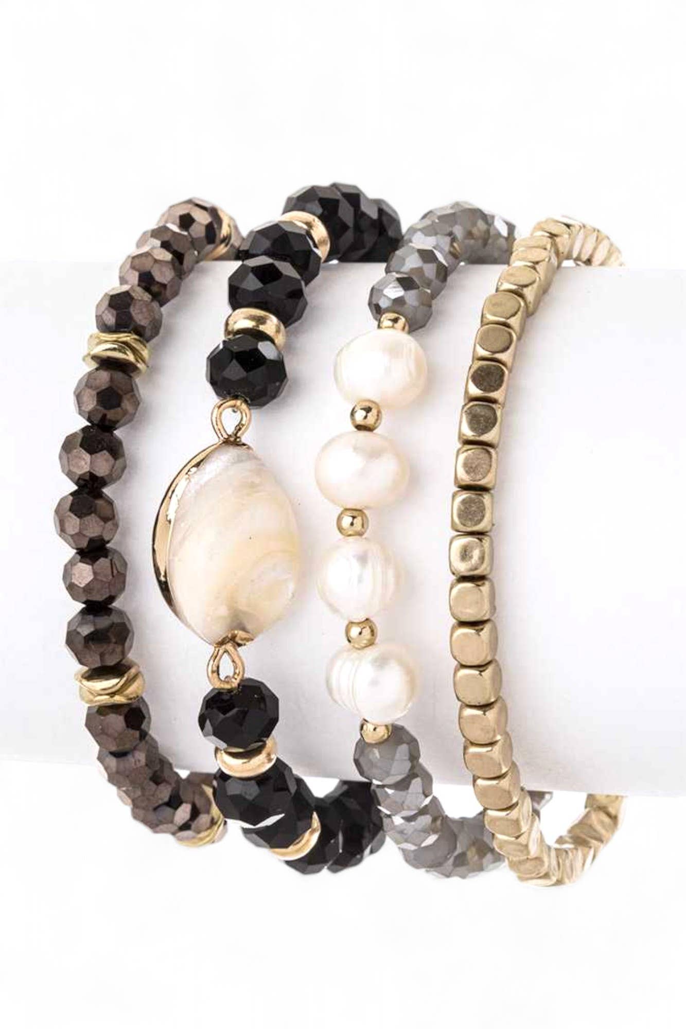 Culture Pearl Mix Beads Stretch Bracelet Set