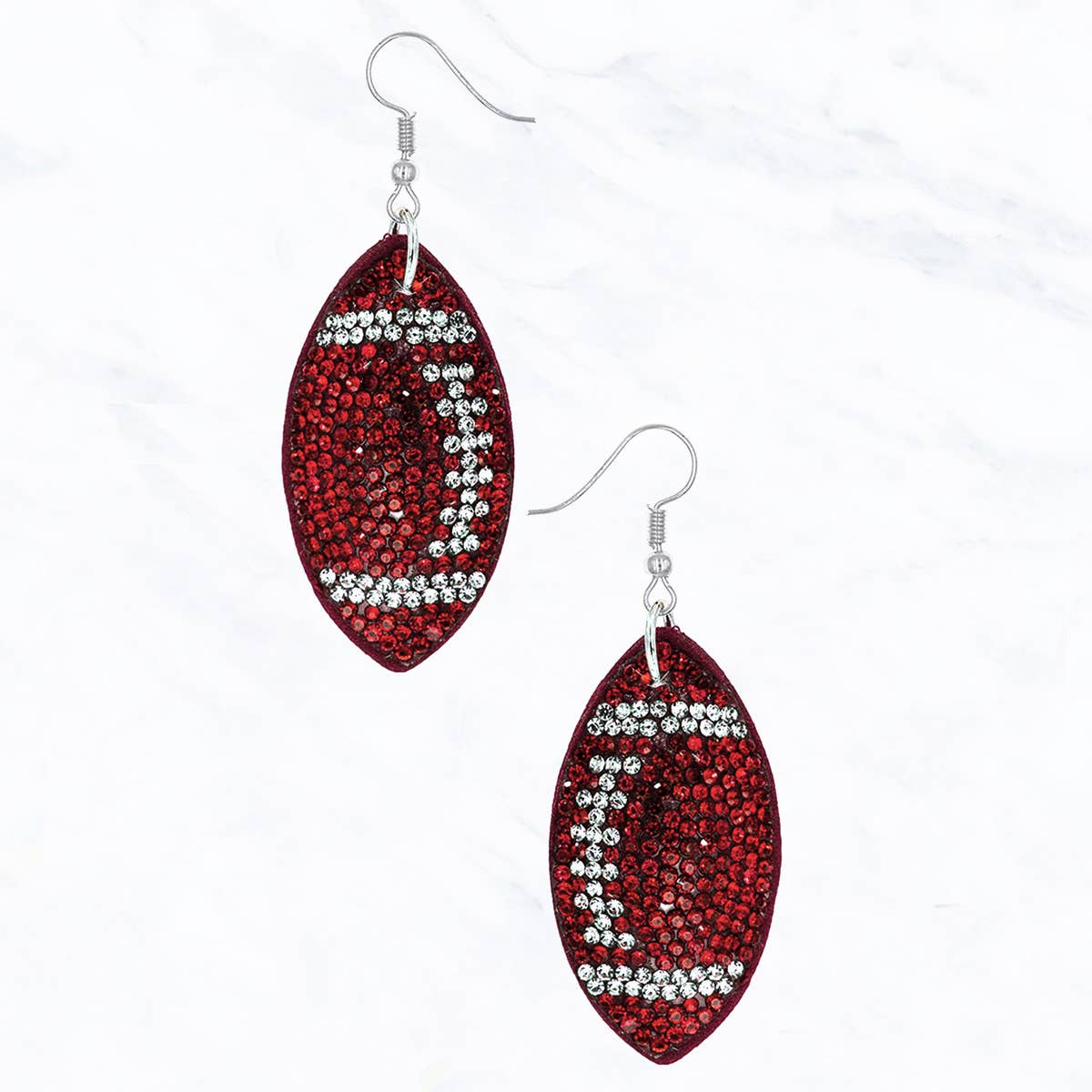 Suede Crystal Football Earrings