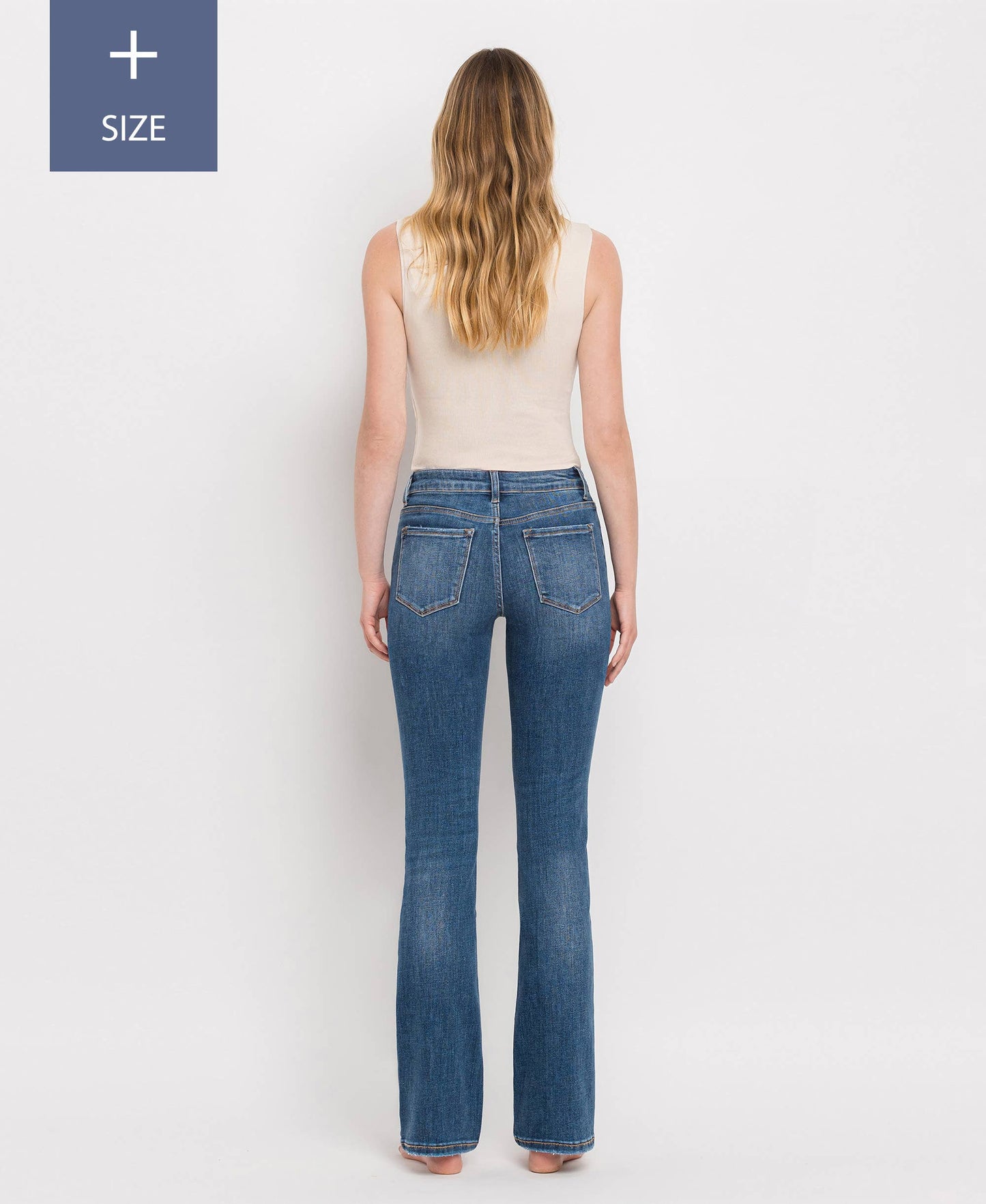 PLUS SIZE TUMMY CONTROL MID RISE BOOTCUT JEANS LV1064-P