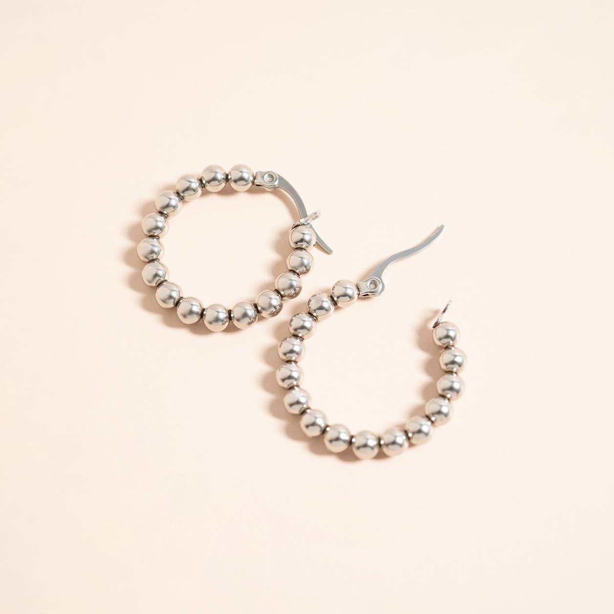 18K Gold PVD Stainless Steel Circle Ball Hoop Earrings