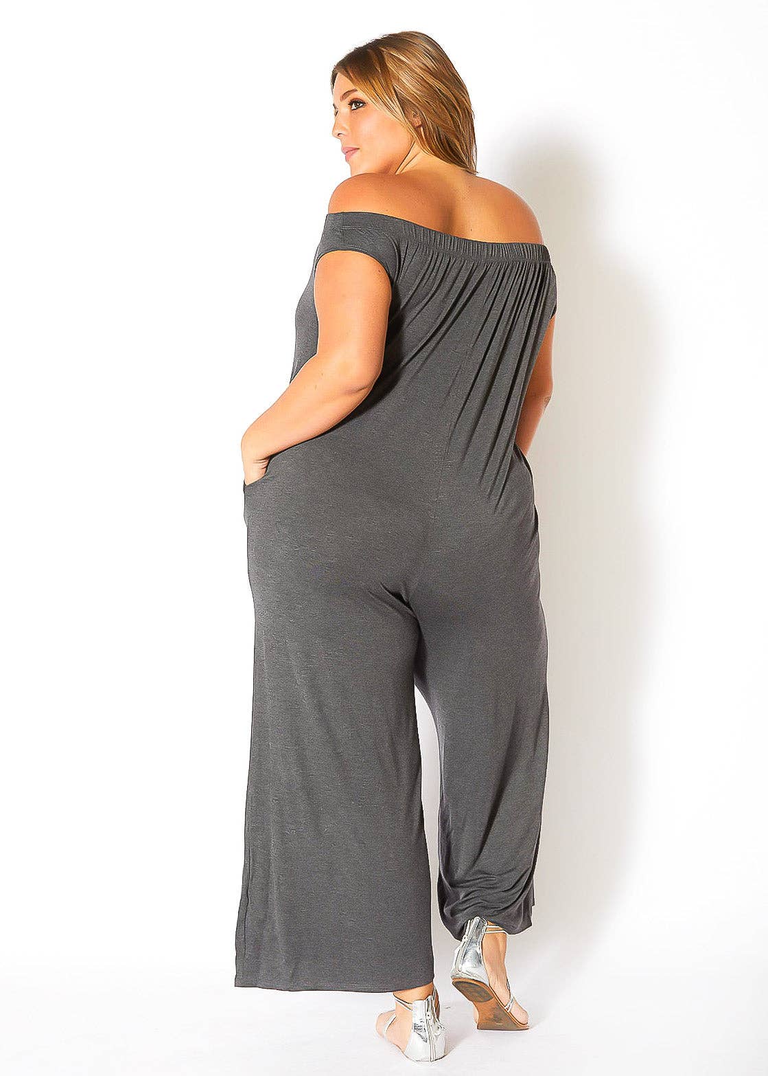 Bellatrix Plus Size Off Shoulder Wide Leg Jumpsuit
