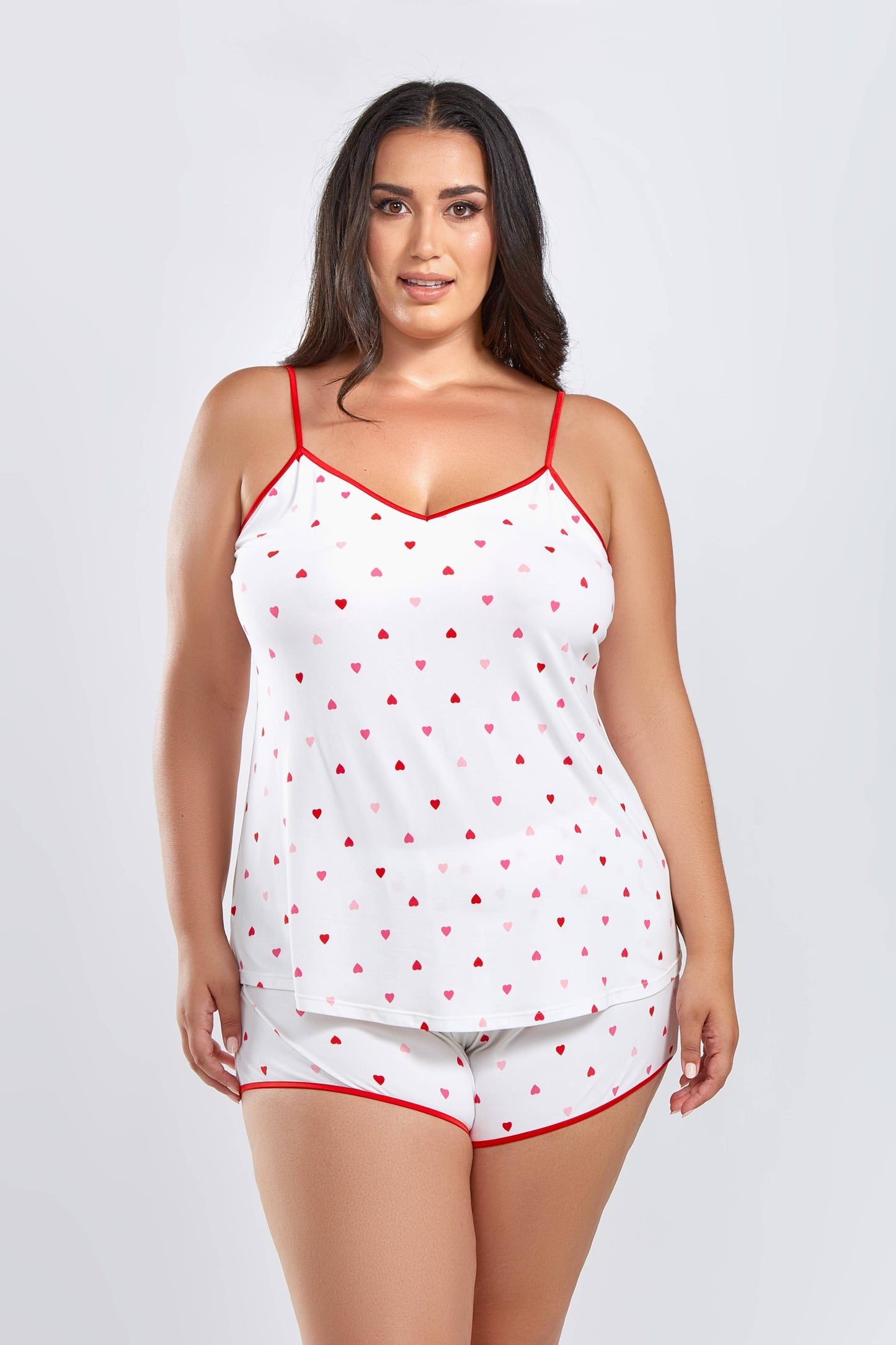Anjela All Over Hearts Plus Size Short Set