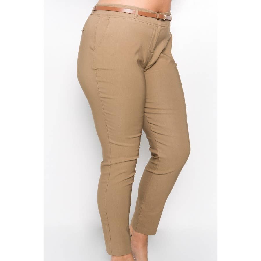PLUS SIZE BELTED MILLENIUM TROUSERS