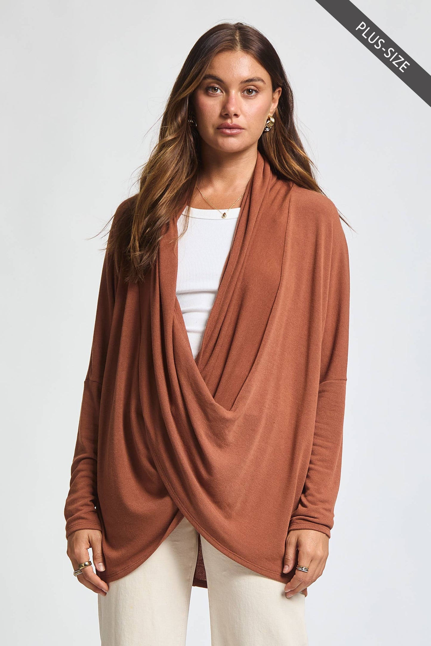 PLUS SIZE Soft Drape Hacci Wrap