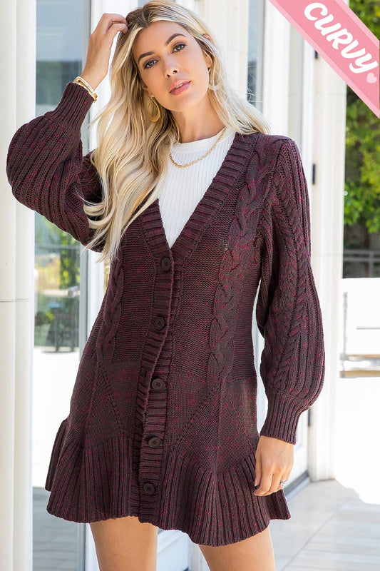 SW337PL CABLE KNIT CARDIGAN
