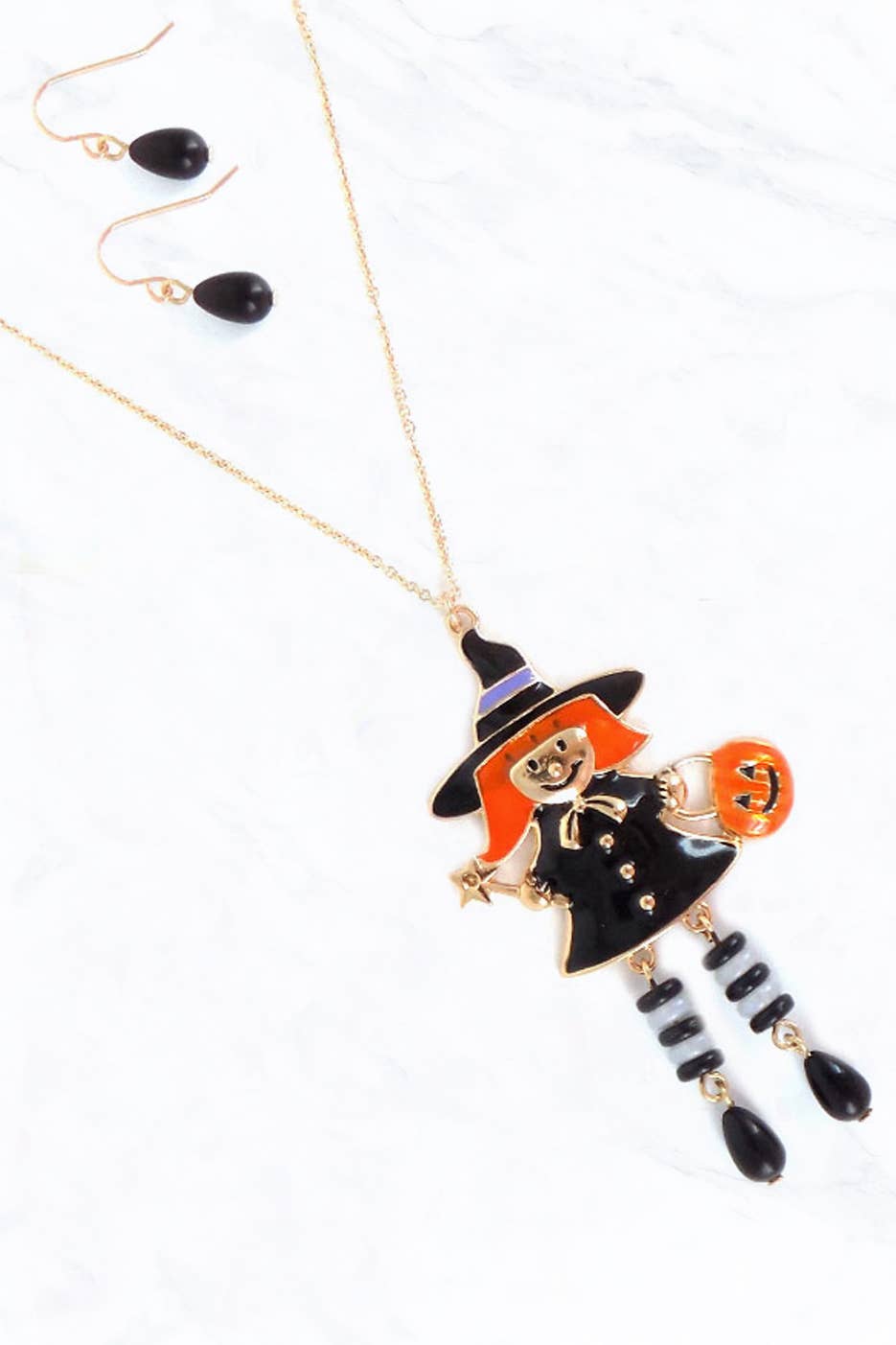 Witch Pumpkin Necklace Set