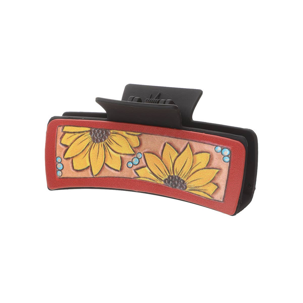SUNFLOWER LEATHER LADIES WESTERN HAIR CLAW CLIPS_CWASC1618