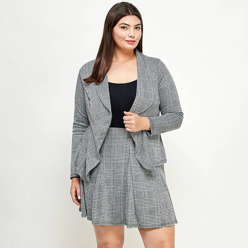 Plus Size Plaid Knit Aline Skirt KY18157-SK