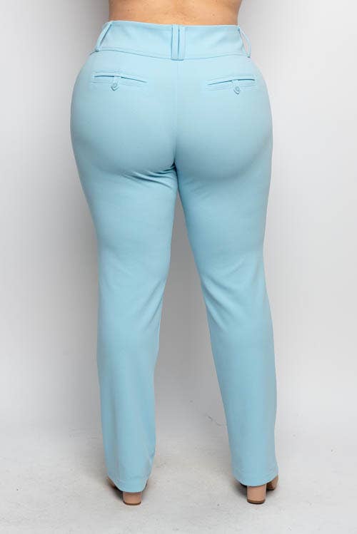 PLUS SIZE STRAIGHT LEG TROUSER PANTS
