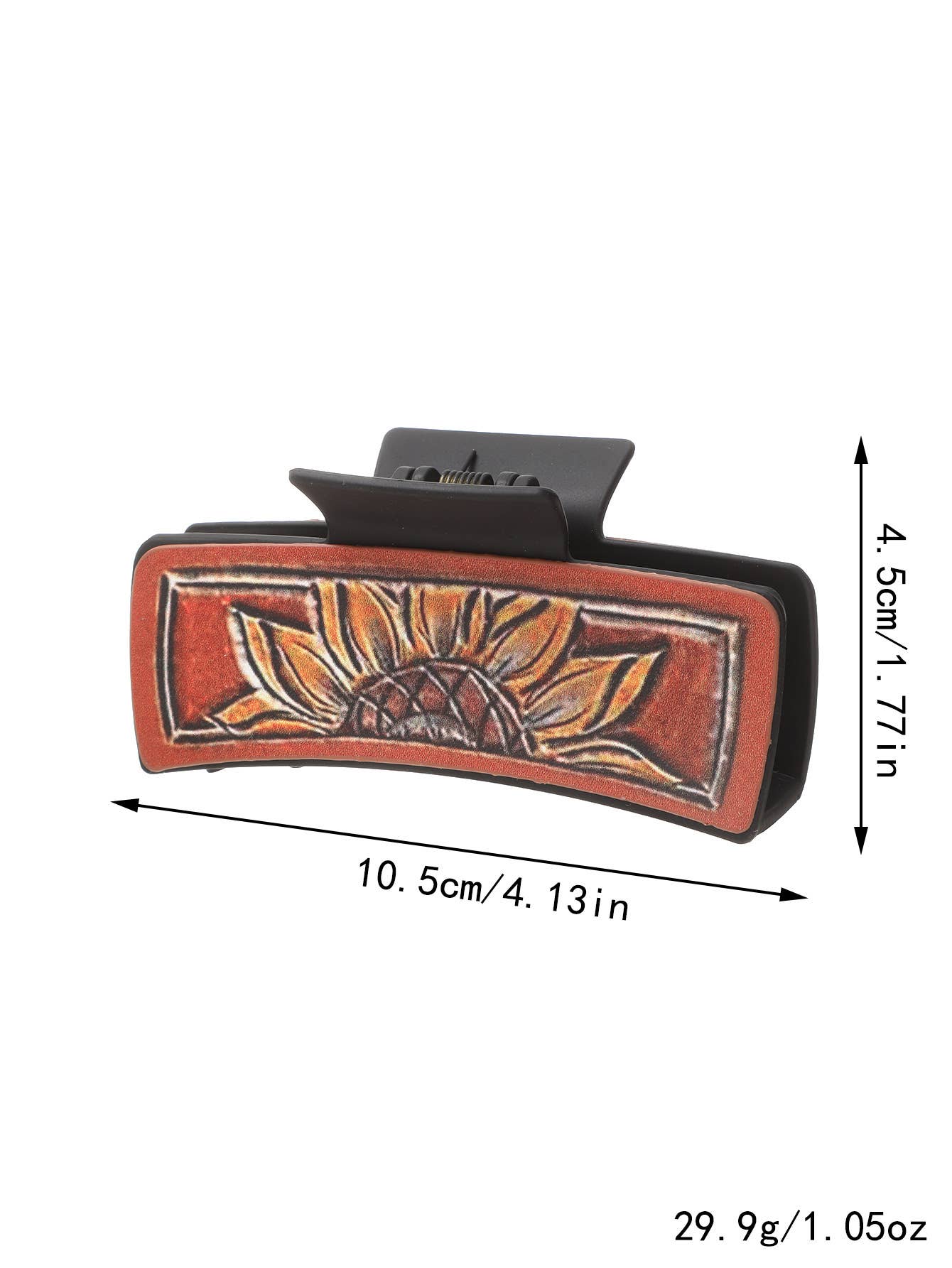 SUNFLOWER LEATHER LADIES WESTERN HAIR CLAW CLIPS_CWASC1618