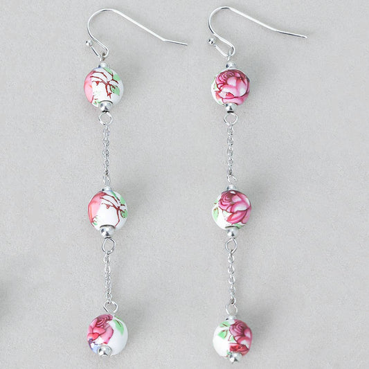 TIERED PORCELAIN BALL DROP EARRINGS