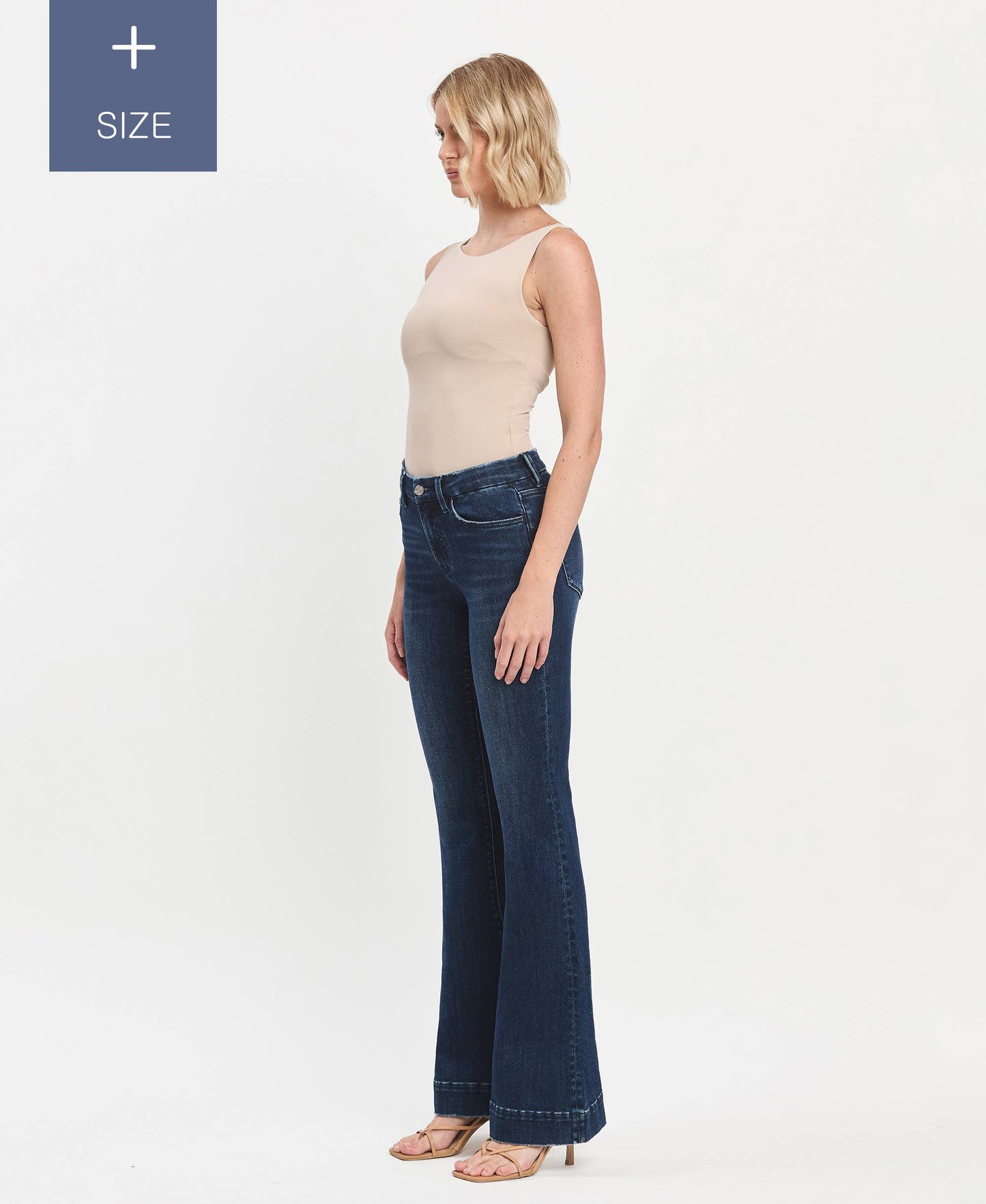 PLUS SIZE TUMMY CONTROL MID RISE FULL LENGTH FLARE LV1482-P