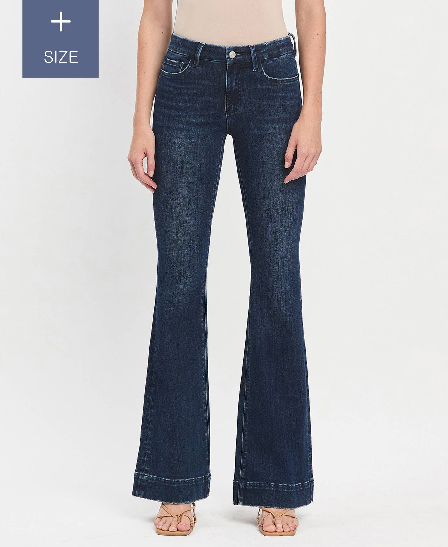 PLUS SIZE TUMMY CONTROL MID RISE FULL LENGTH FLARE LV1482-P