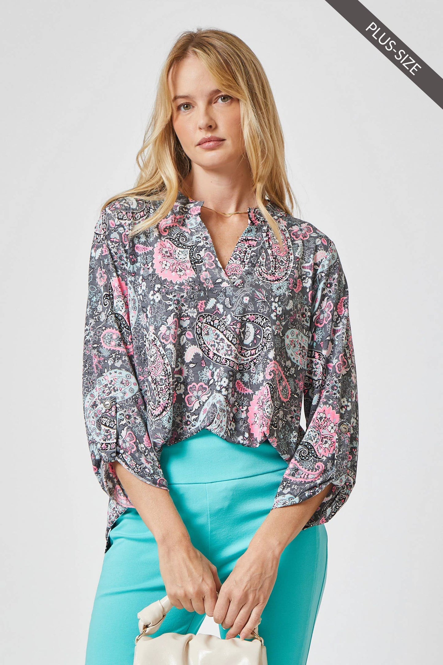 PLUS SIZE 3/4 Sleeve LIZZY MEDALLION Wrinkle Free Blouse