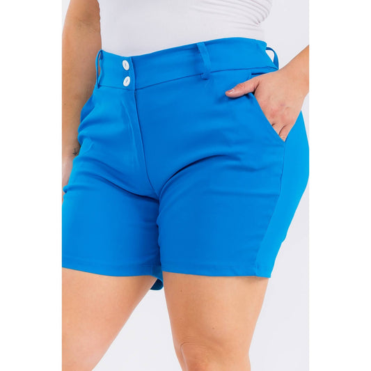 PLUS SIZE 2 BUTTON POCKET SHORTS
