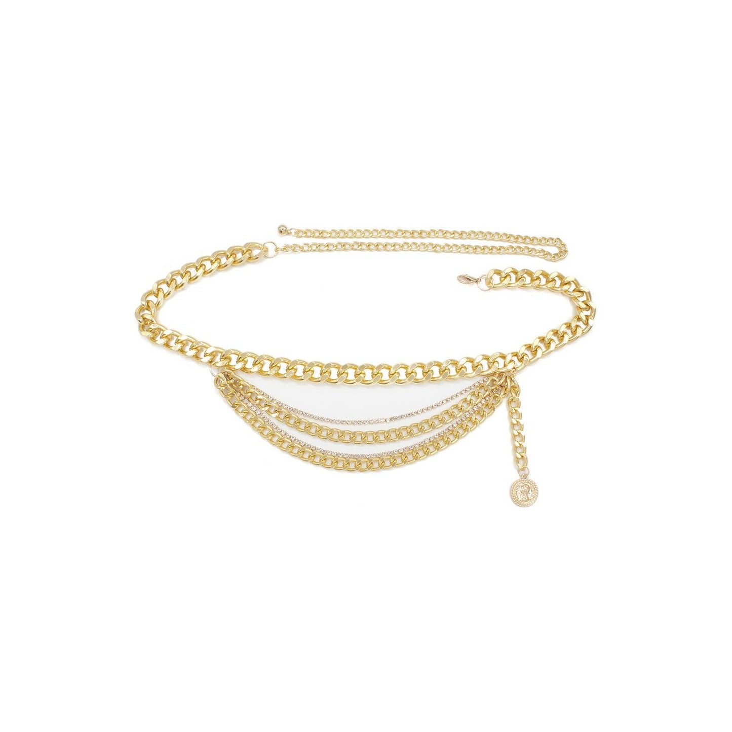 LAYERED CUBAN CHAIN BRACELET WITH RHINESTONES