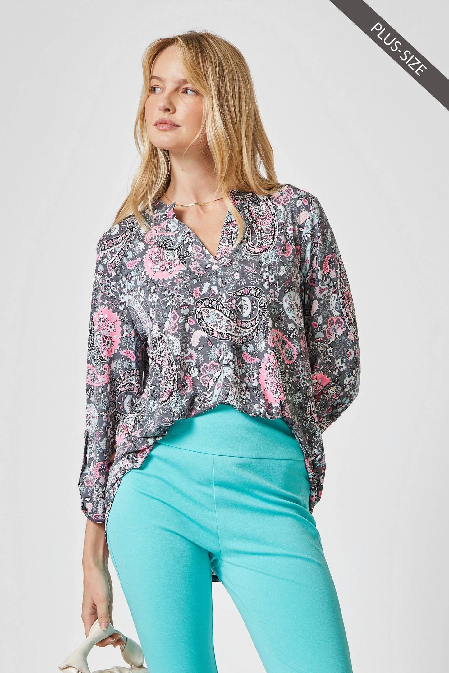 PLUS SIZE 3/4 Sleeve LIZZY MEDALLION Wrinkle Free Blouse
