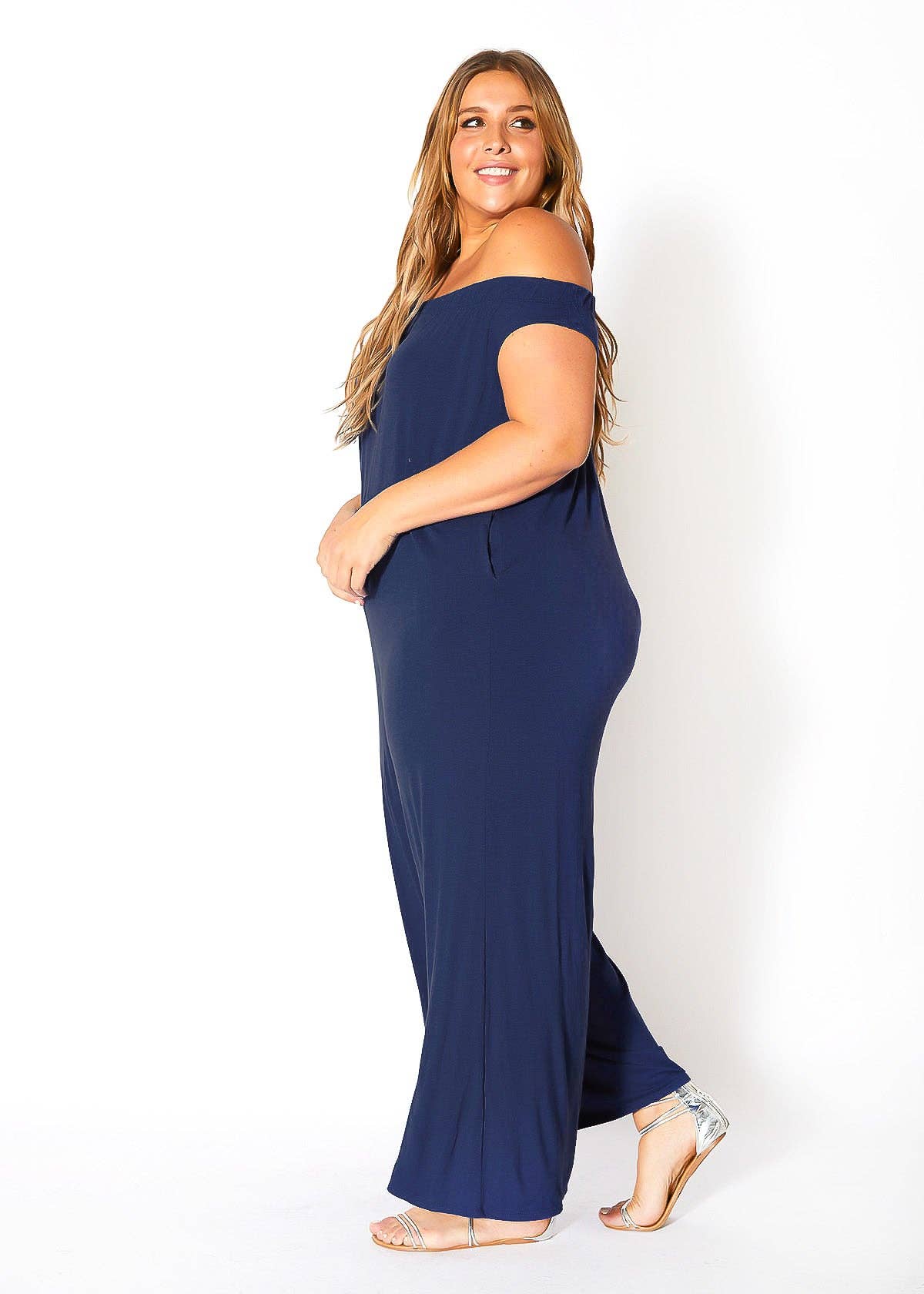 Bellatrix Plus Size Off Shoulder Wide Leg Jumpsuit