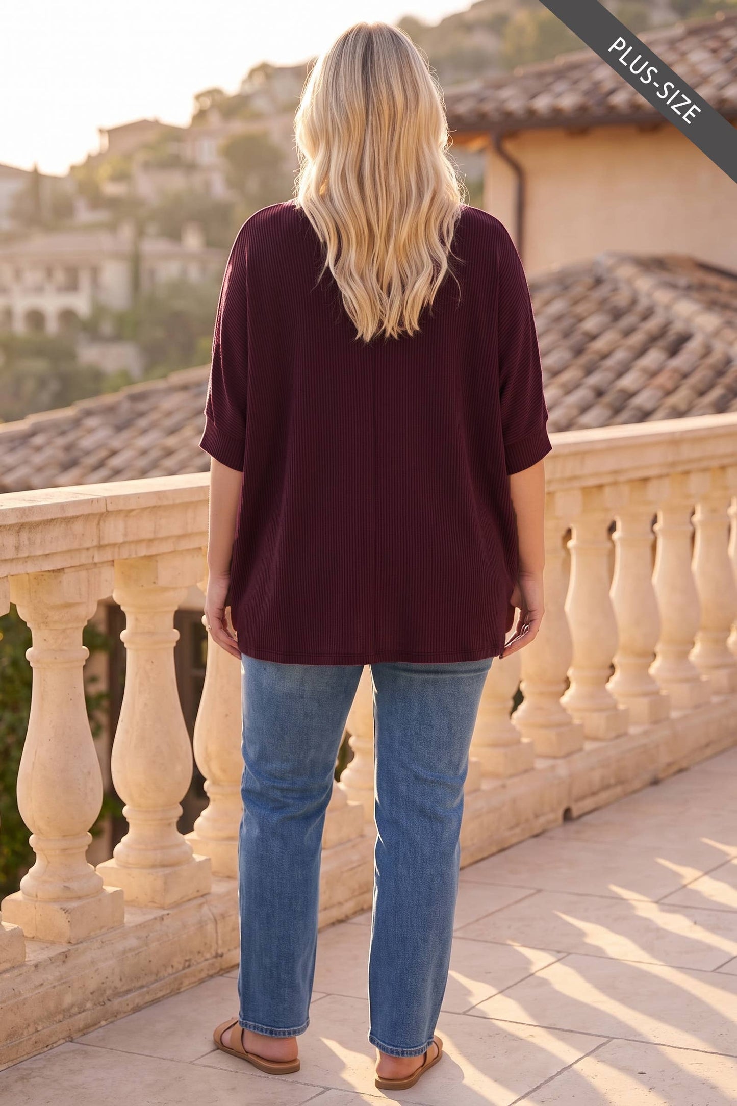 PLUS SIZE Oversized Curly Rib Top