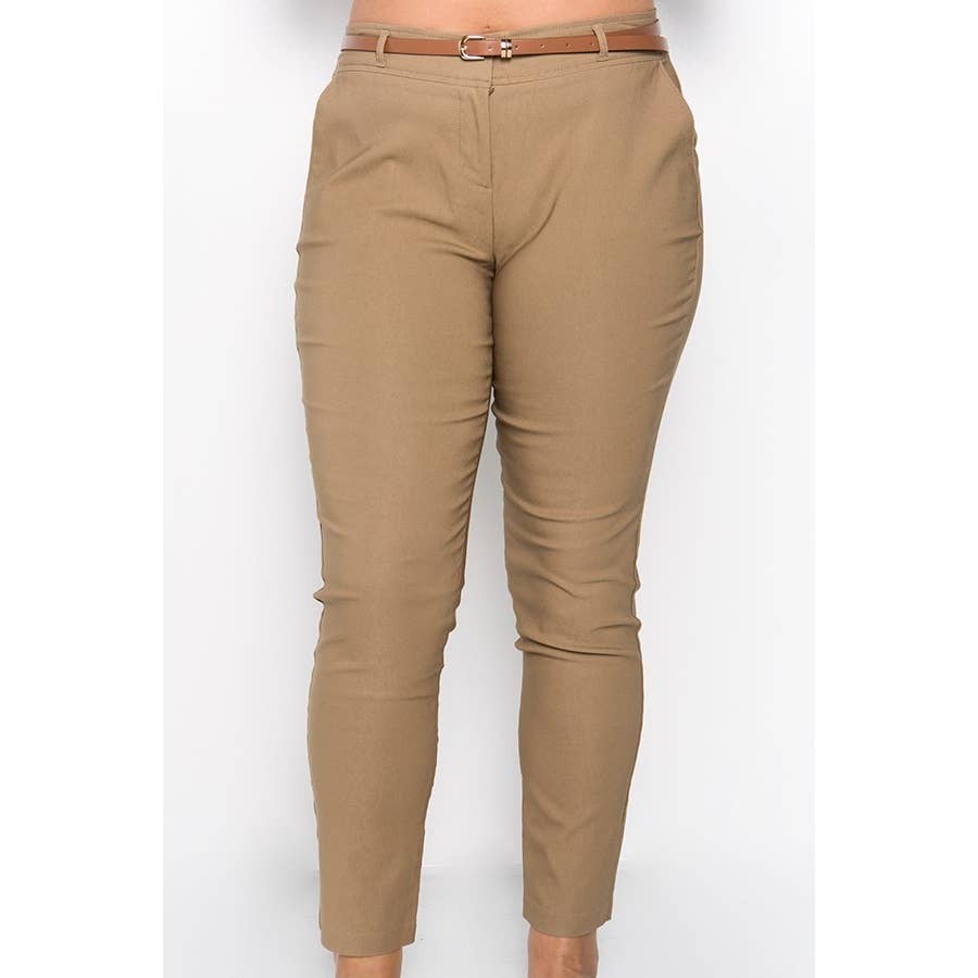 PLUS SIZE BELTED MILLENIUM TROUSERS