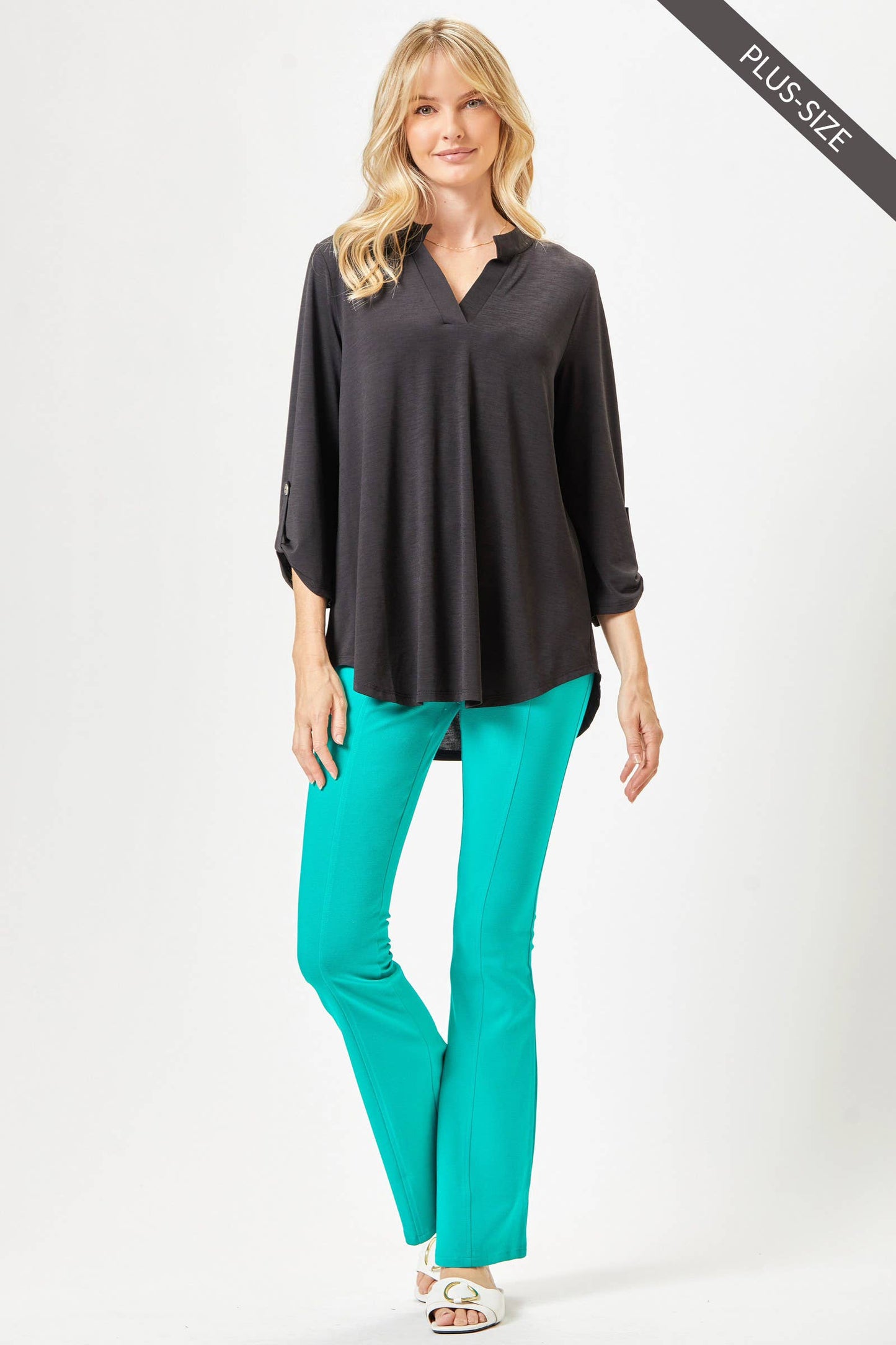 PLUS SIZE Lizzy 3/4 Wrinkle Free Top