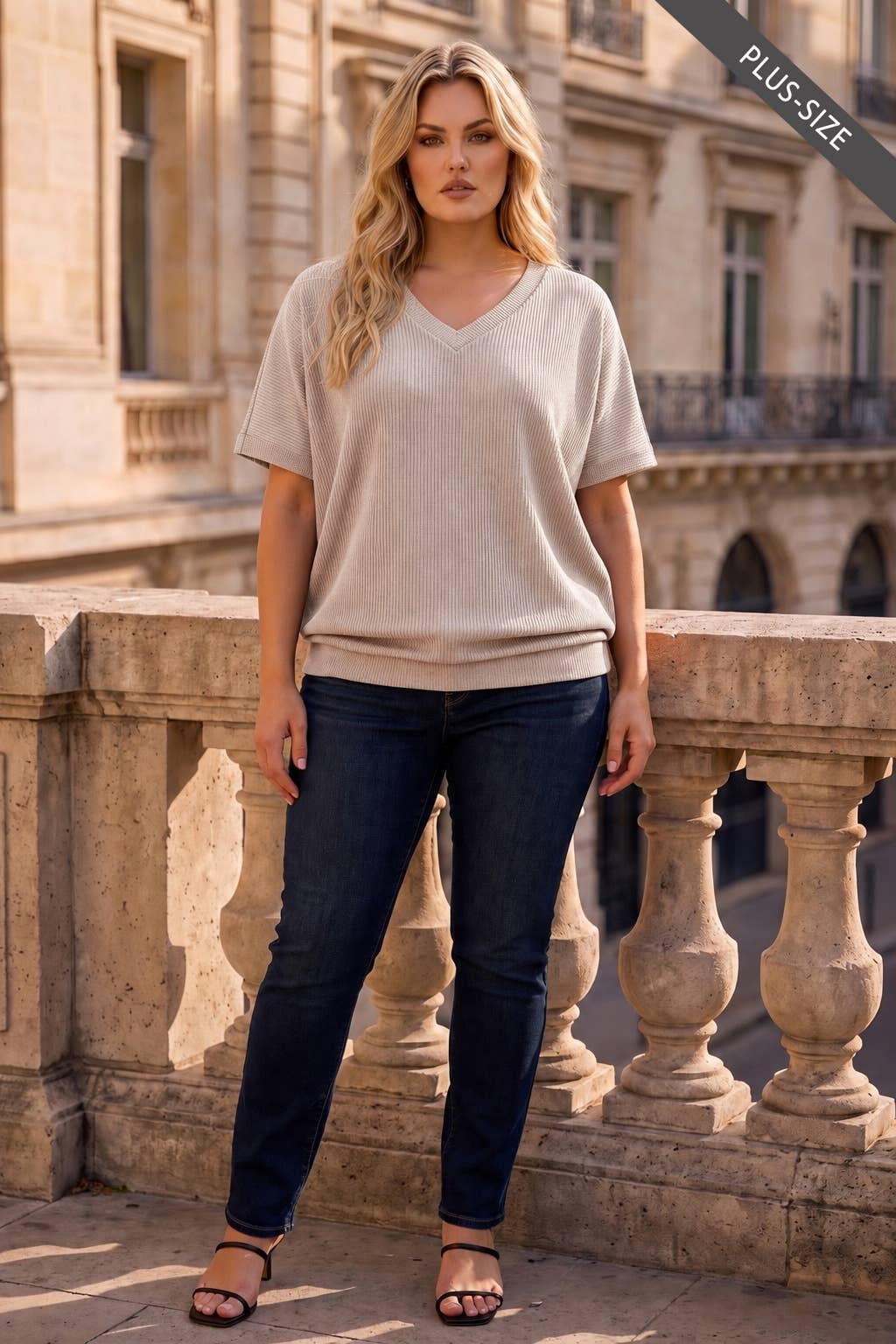 PLUS SIZE Curly Rib Oversized Ruched Top