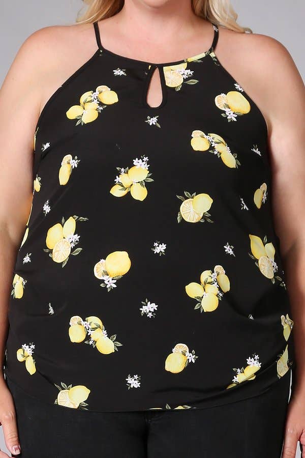 Plus Size Cami Top Lemon Print - KY17975-2T