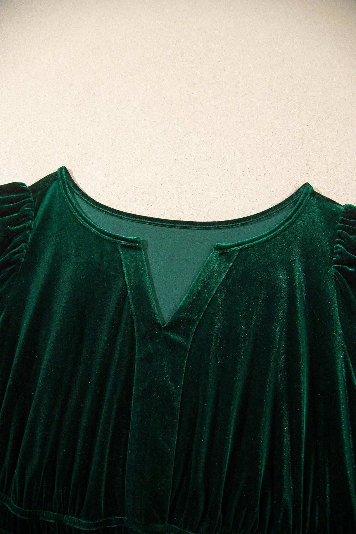 LALA LOO Plus Size Velvet Shirred Waist Tiered Maxi Dress