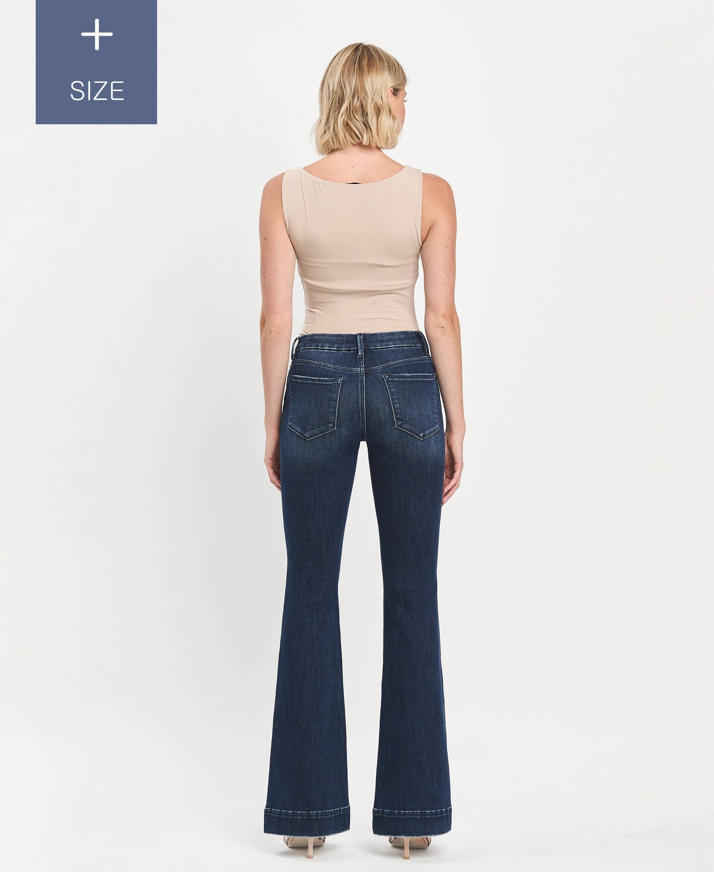 PLUS SIZE TUMMY CONTROL MID RISE FULL LENGTH FLARE LV1482-P