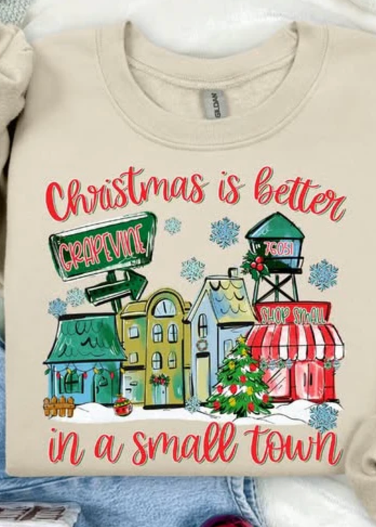 Christmas In A Small Town Sweatshirt Sand
