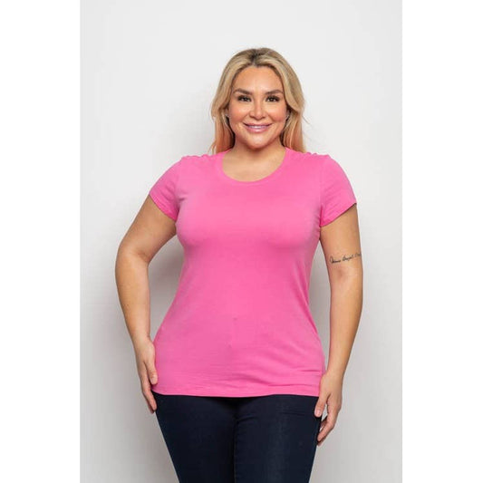 PLUS SIZE COTTON ROUND NECK SHORT SLEEVE TEE