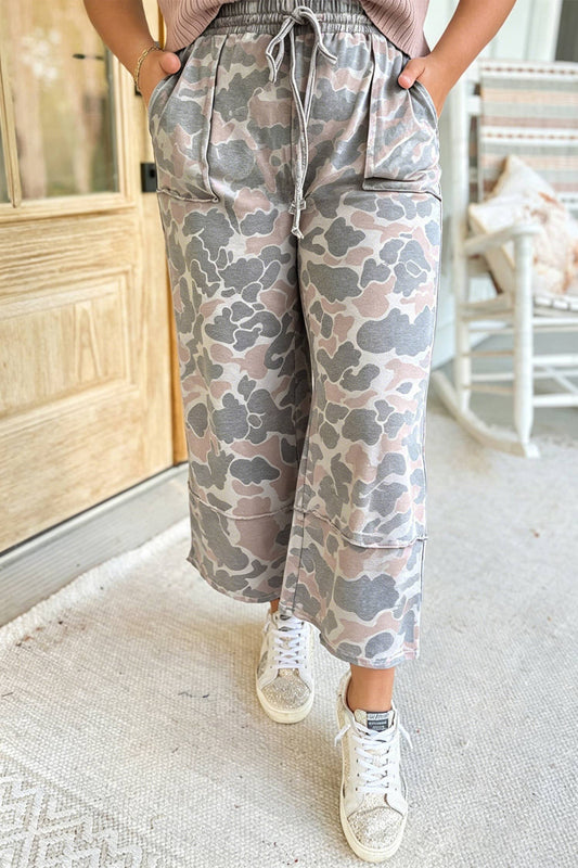 Plus Size Camouflage Colorblock High Waist Pants (1X-4X)