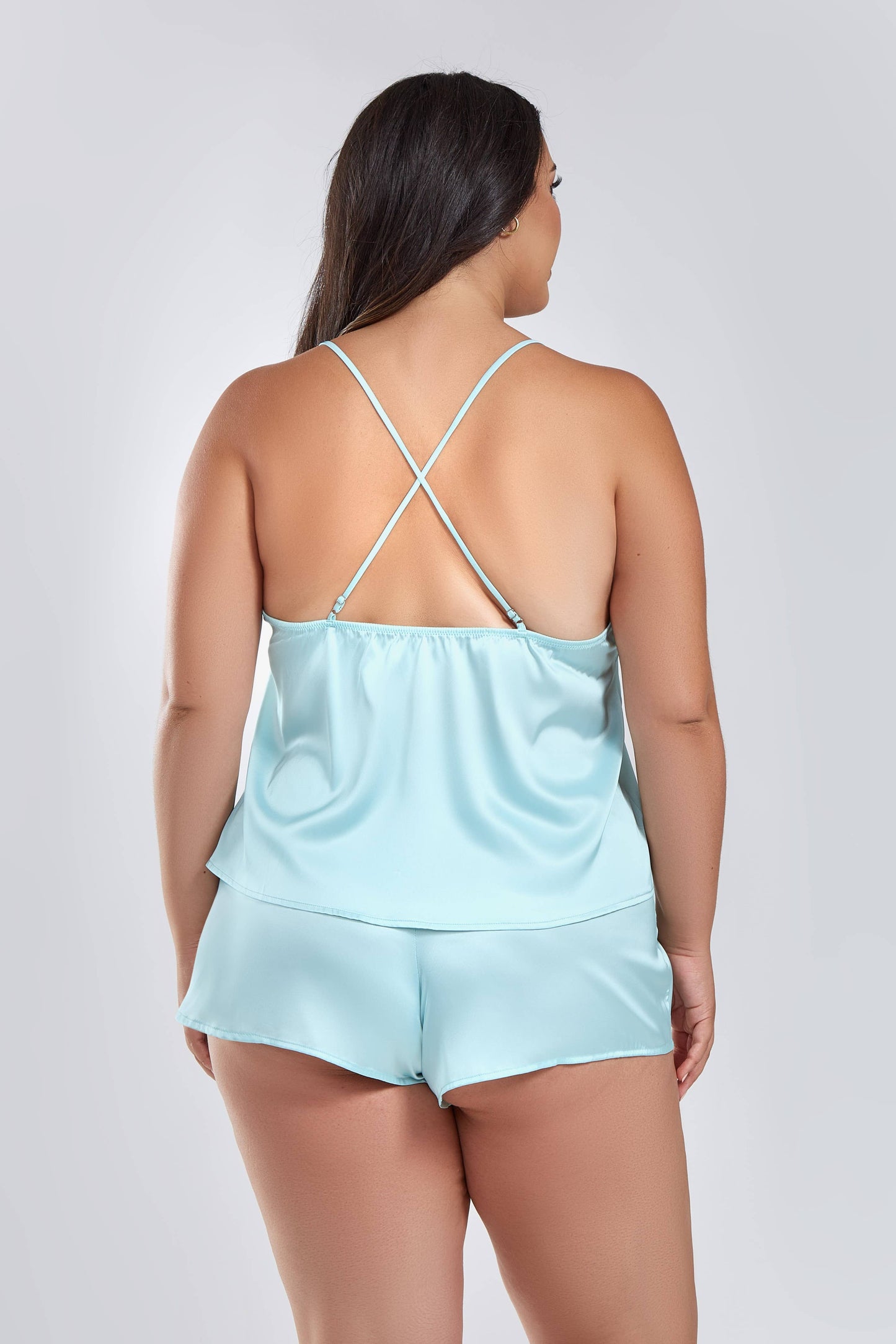 Bridal-Emma Plus Size Stretch Satin Short Set Lingerie