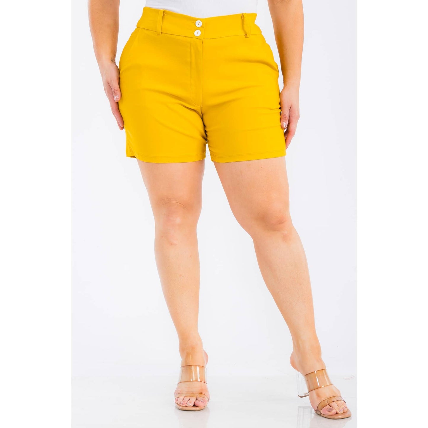 PLUS SIZE 2 BUTTON POCKET SHORTS