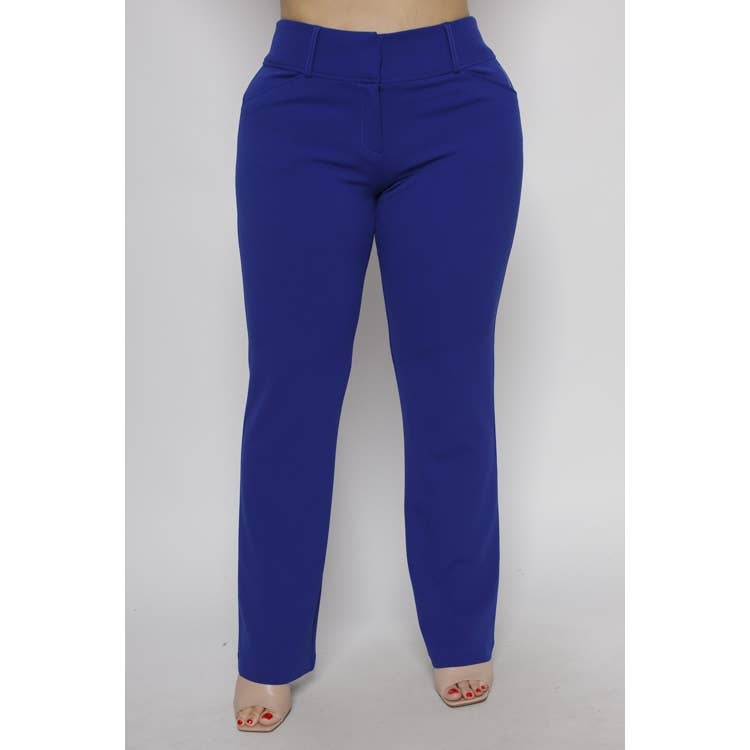 PLUS SIZE STRAIGHT LEG TROUSER PANTS